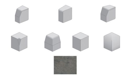 Bradstone - Large Block Kerbs Accessories - Charcoal - Internal, External, Radius, Angle