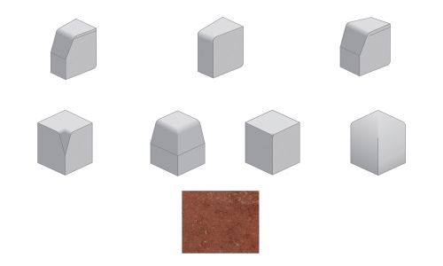 Bradstone - Large Block Kerbs Accessories - Red - Internal, External, Radius, Angle