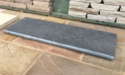Indian Limestone - Bullnosed Steps - Riven - Kota Black Midnight - 1000 x 350mm