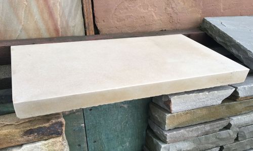 Natural Walling Copings & Pier Caps - Sandstone - Smooth Polished Mint (Cream) 
