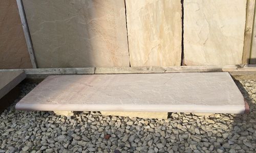 Indian Sandstone Bullnosed Steps and Corners - Riven Rippon Buff 2
