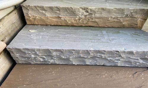 Indian Sandstone Thick Block Steps - Kandla Grey - 1000 x 350mm